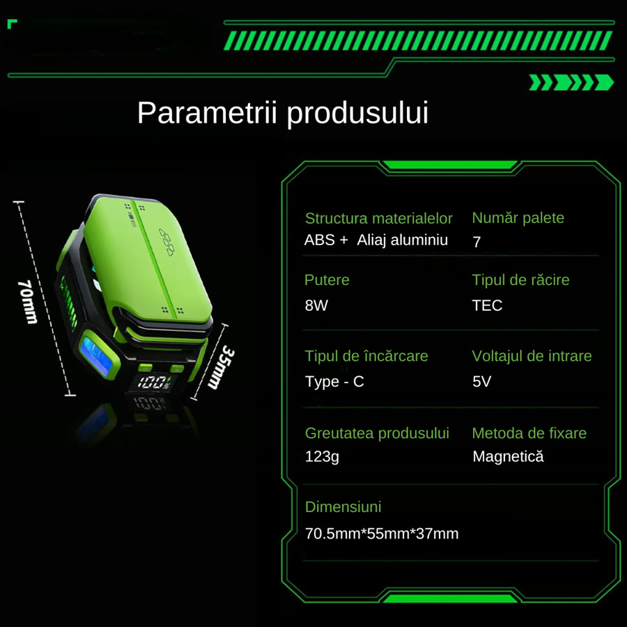 Răcitor Magnetic pentru Telefon cu Baterie – Răcire TEC Gaming iPhone Android – imagine 10