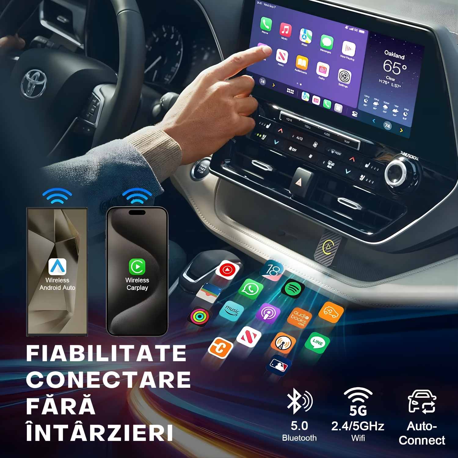 Adaptor Wireless CarPlay și Android Auto