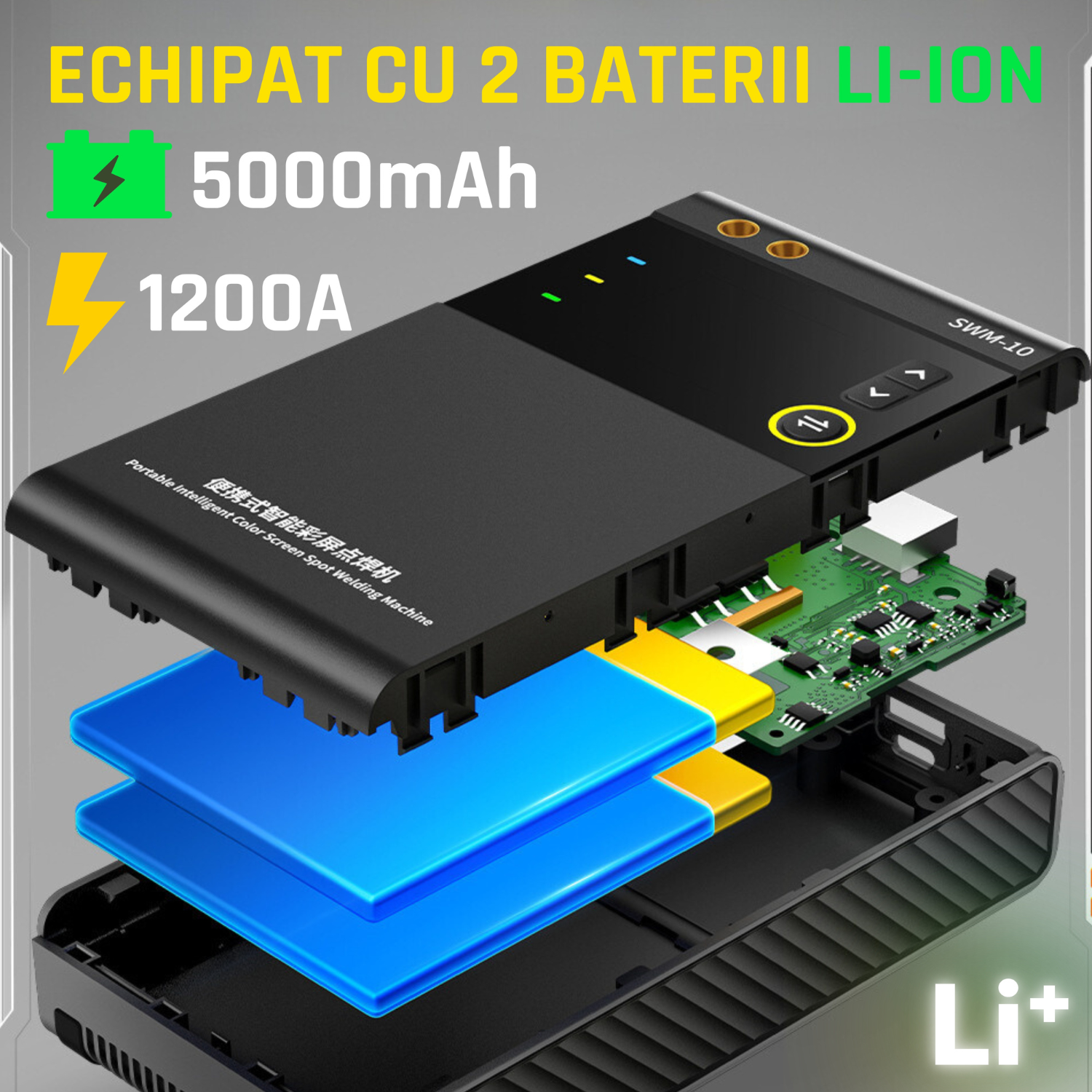 Aparat de sudura in puncte pentru baterii Li-ion, FNIRSI SWM-10, 5000 mAh